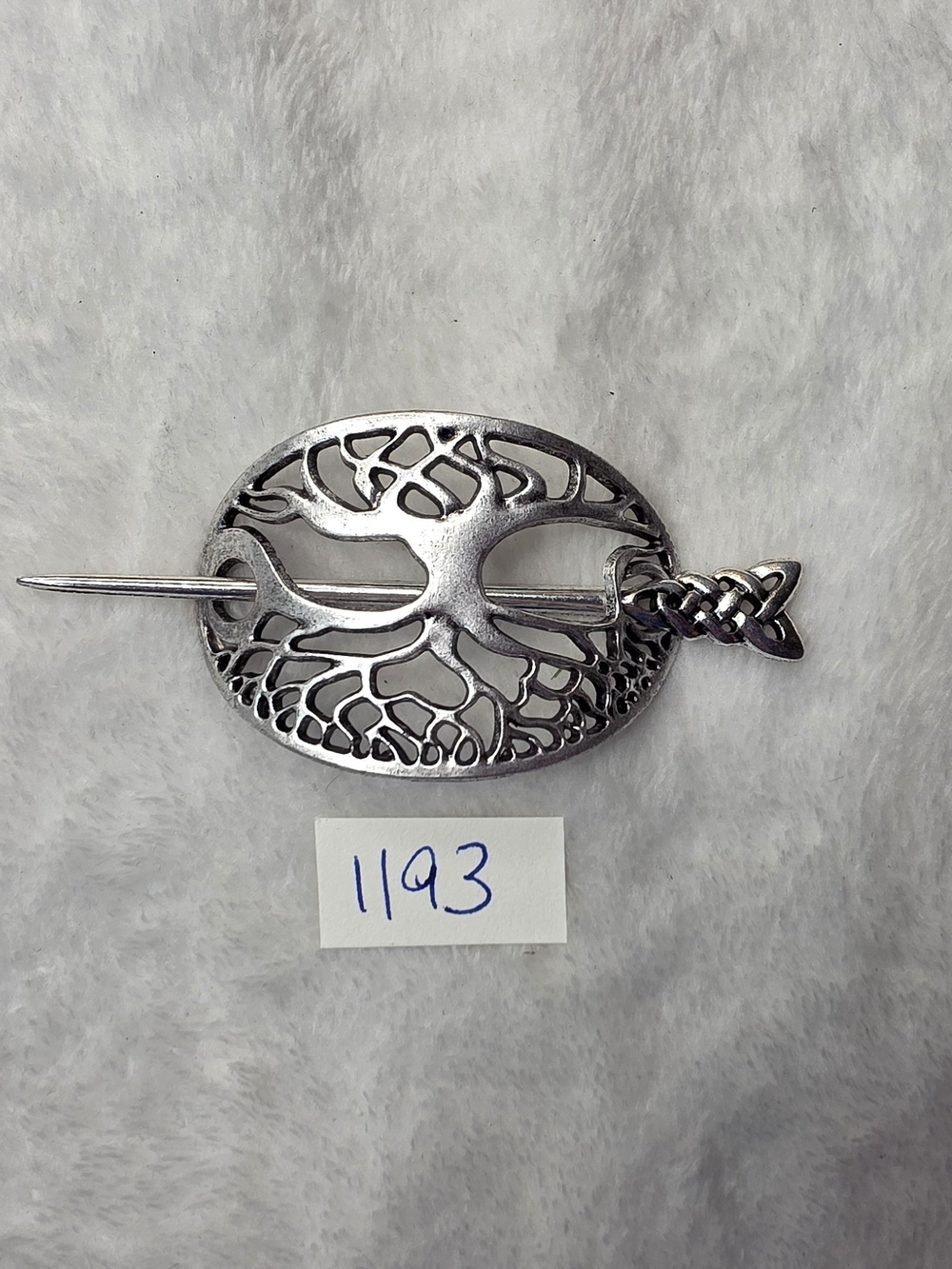 Silver Tree of Life Shawl Hair Pin